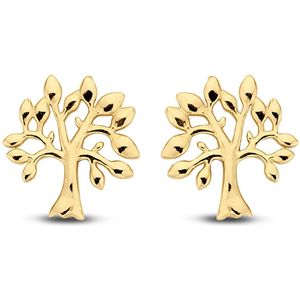 New Bling Goud 9NBG 0041 Oorknopjes Levensboom -oorbellen- Bewerkt - 6,5mm - 14K Goud