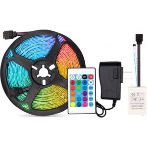 Borvat® | 5 meter RGB led tape met voeding en afstandsbedien | LED-stripverlichting ColorRGB RGB