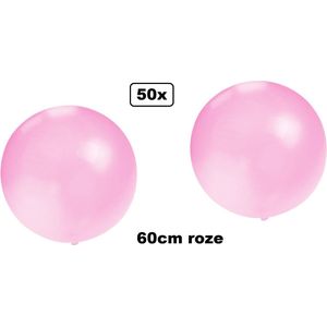 50x Super Ballon 60 cm roze - Reuze Ballon carnaval festival feest party verjaardag landen Poolparty evenement lucht thema