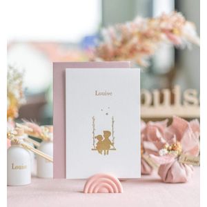 5x kaarthouder in Vintage Roze in regenboog vorm voor het presenteren van geboortekaartjes, visitekaartjes, uitnodigingen, menukaarten en foto's - Decoratief - Geboorte - Decoratie - Huwelijk - Doopsuiker - Communie - Lentefeest
