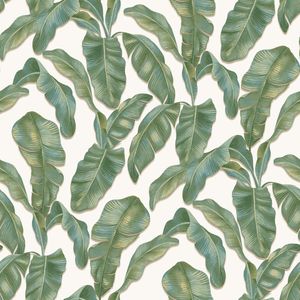 Hashtag - Vliesbehang - Behang slaapkamer - Bladeren - Groen - 10 x 0.53 M.