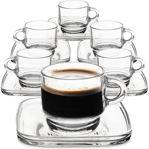 Kop en Schotel Glas 75 ml 6 stuks - Koffiekopjes - Theekopje - Kopjes - Theemokken - Mokken
