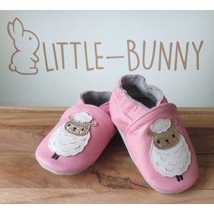 LITTLE-BUNNY leren babysloffen roze/wit schaap 12-18 maanden meisje