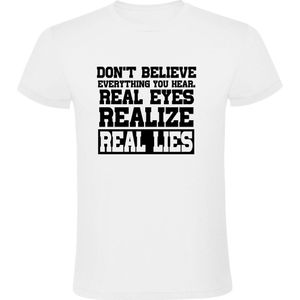 Leugenaar Heren T-shirt | liegen | leugens | dont believe | everything | you hear | kado | Wit