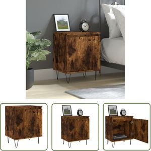 The Living Store Nachtkastje 40x30x50 cm bewerkt hout gerookt eikenkleurig - Nachtkastje - Houten Nachtkastje - Bruine Nachtkastje - Vintage Nachtkastje - Kamermeubel