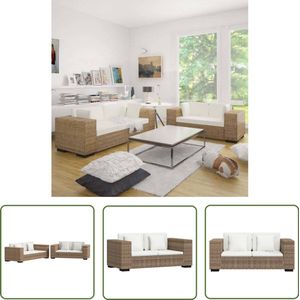 vidaXL 2-zits en 3-zits bankstel van rattan Rattan Meubels - Bankstellen - Lounge Set - Buitenbank - Tuinbank