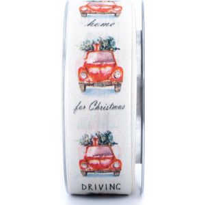 Cadeaulint - Krullint - Lint - Driving Home for Christmas - Wit (20 meter lang & 4 centimeter breed)