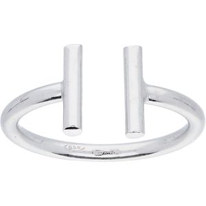 Silver Lining ring - zilver gerodineerd - staafje - opengewerkt - maat 56