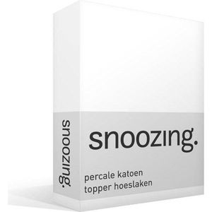 Snoozing - Topper - Hoeslaken  - Tweepersoons - 140x200 cm - Percale katoen - Wit