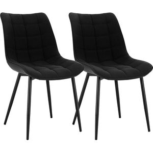 Rootz moderne linnen eetkamerstoelen - stoelen met metalen poten - comfortabele zitting - duurzaam en stevig - veelzijdig ontwerp - 46 cm x 40,5 cm x 85,5 cm