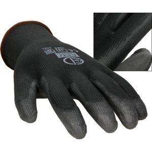 ECD Germany 144 paar werkhandschoenen met PU coating - maat 9-L - zwart - monteurshandschoenen montagehandschoenen beschermende handschoenen tuinhandschoenen - diverse kleuren & maten