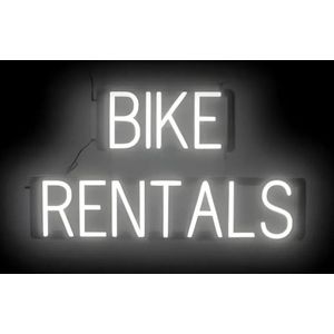 BIKE RENTALS - Lichtreclame Neon LED bord verlicht | SpellBrite | 70 x 38 cm | 6 Dimstanden - 8 Lichtanimaties | Reclamebord neon verlichting