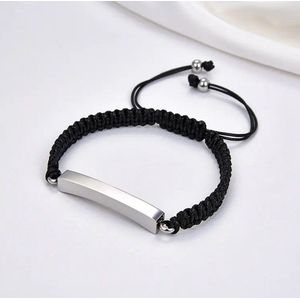 Bedelarmband met ashanger - Urn - Zwart touw - Zilveren bedel - mini urn - (urn)