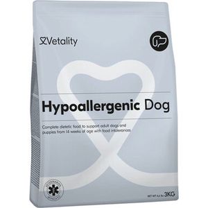 Vetality Hypoallergeen Hondenvoer - Hondenvoer Droog - Voordeelverpakking 2 x 3 kg - Licht Verteerbaar Hondenvoer - Voor Pups vanaf 14 Weken en Volwassen Honden