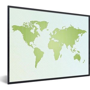 Fotolijst incl. Poster - Wereldkaart - Groen - Simpel - 80x60 cm - Posterlijst