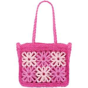 Dilena fashion tas schouder strand bloemen fuchsia