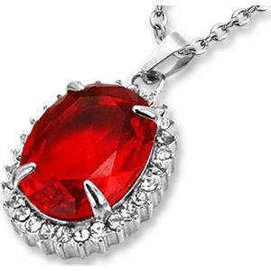 Amanto Ketting Dara Red - 316L Staal - 26 x 21 mm - 50 cm