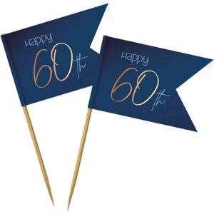 Folat - Prikkers Elegant True Blue 60 Jaar - 36 stuks