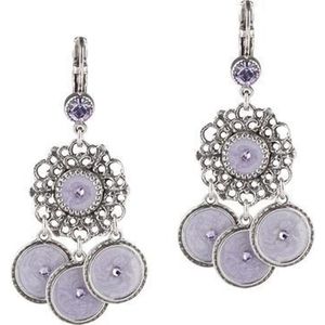Dolce Luna bijoux Earrings purple Pretty pastel verzilverd met Swarovski Kristal purple