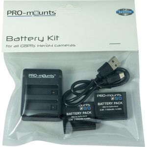PRO-mounts Dual Charger Battery Kit voor GoPro* Hero4 camera