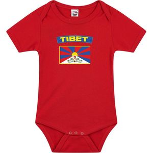 Tibet baby rompertje met vlag rood jongens en meisjes - Kraamcadeau - Babykleding - Tibet landen romper 68