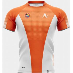 T-shirt Arawaza | dry-fit | oranje-wit (Maat: XXS)