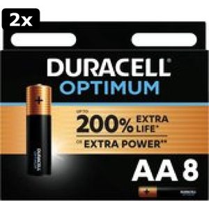 2x Duracell Optimum Alkaline AA batterijen - 8 stuks