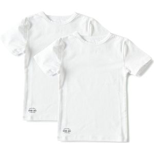 Little Label Ondergoed Jongens - T shirt Jongens Maat 122-128 - Wit - Zachte BIO Katoen - 2 Stuks - Basic T shirt jongens ronde hals - Wit Ondershirt