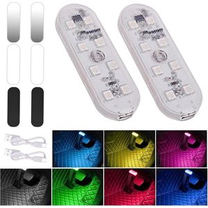 Oplaadbare dimbare auto-interieurverlichting - 2 stuks LED aanraakbediening - 7 kleuren en 3 aanpassingsmodi - geschikt voor camper camping caravan boot .