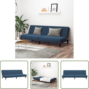The Living Store Slaapbank 2-zits fluweel blauw - Slaapbank - Tweezitter - Sofa Bed - Lounge Meubilair - Blauwe Bank