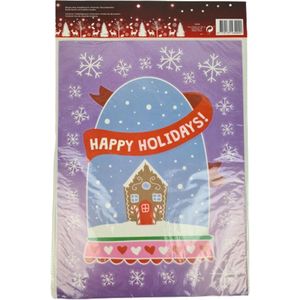 Kerst Raamstickers - Paars - kerstkoek huis - 24x33 cm -  Kunststof - 2 Stickers