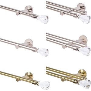 Goodivery ® Elegant Dubbelspoor Gordijnrailsysteem van Metaal met Kristallen Eindstuk - 420 cm Lang