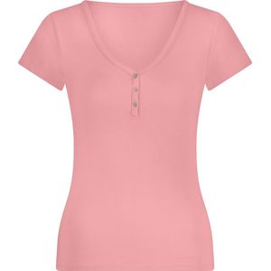 Hunkemöller Pyjamatop met korte mouwen Henley Roze XS