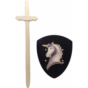 houten zwaard Koning Arthur en ridderschild eenhoorn Unicorn kinderzwaard ridderzwaard schild ridder