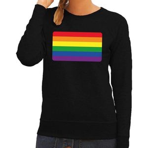 Gay pride regenboog vlag sweater zwart - lesbo sweater voor dames - gay pride XS