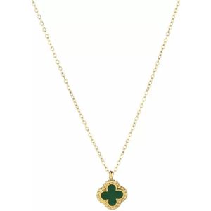 Bijoutheek Collier Single Klaver Emaille Groen