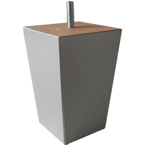 Boxspring Bedden Meubelpoten Set 6 stuks Vierkanten houten blokpoot hoogte 12 cm (M8) Zilver