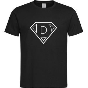 Zwart t-Shirt met letter D “ Superman “ Logo print Wit Size XXXXXL