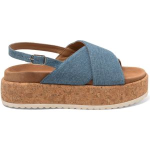 Lazamani - Iria Dames Sandalen Denim - Maat 37
