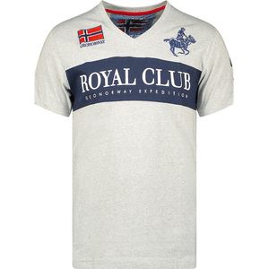 T-shirt V-hals Hals Grijs Royal Club Geographical Norway - XL