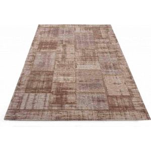 Enzo 12 - Vintage patchwork vloerkleed in Licht bruin