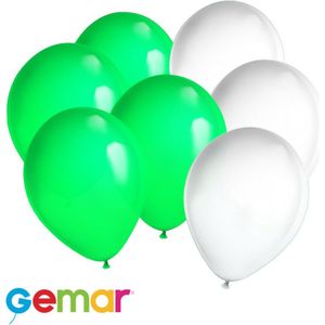 30 ballonnen Licht Groen en Wit (Ook geschikt voor Helium)