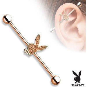 Industrial piercing playboy rose gold plated