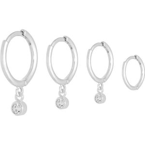 Oorbellen set Charmed - set van 4 oorbellen - zilverkleurig - met zirkonia