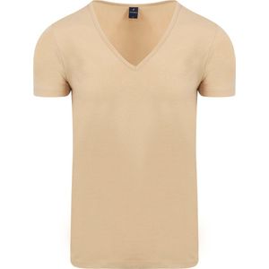 Suitable - Vitaru T-Shirt Diepe V-Hals Beige 2-Pack - Heren - Slim-fit