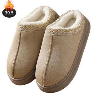 Bovista Warme Pantoffels - Sloffen - Slippers - Dames - Heren - Pluche - Maat 36.5 - Kaki