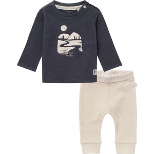 Noppies - Kledingset - 2delig - Broek Naura Oatmeal - Shirt Raroria Phantom - Maat 56