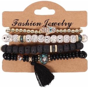 Fako Bijoux® - Armband Set - Boho - Zwart