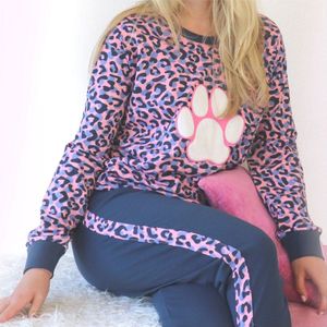 Irresistible Dames Pyjama - Tijgerprint - Roze/Blauwe - Maat L