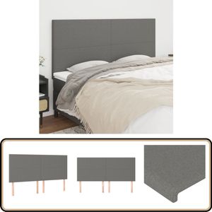 vidaXL Hoofdborden - 4 stuks - Stof - Donkergrijs Hoofd Bord - Hoofdkussen - Bedkleden - Slaap Accessoires - Kamer Decoratie